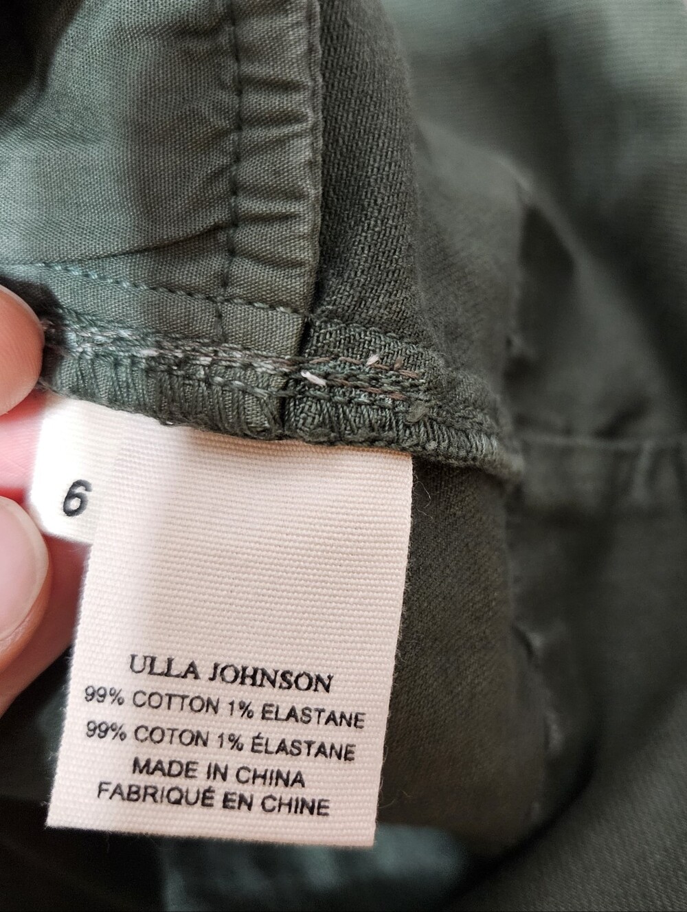 Ulla Johnson Washed Sage Green 3/4 Sleeve Denim Mini Dress with Lace-Up Cuffs - Picture 5 of 10